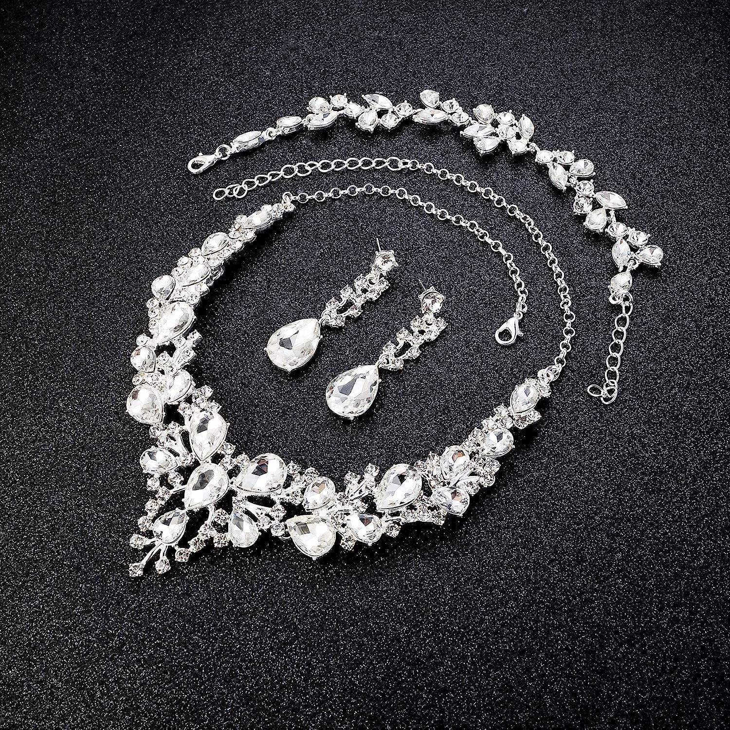 LOYALLOOK Crystal Bridal Jewelry Set for Women Rhinestone Necklace Earrings Bracelet Wedding Bridesmaid Gifts fit with Wedding Dress - Image 3